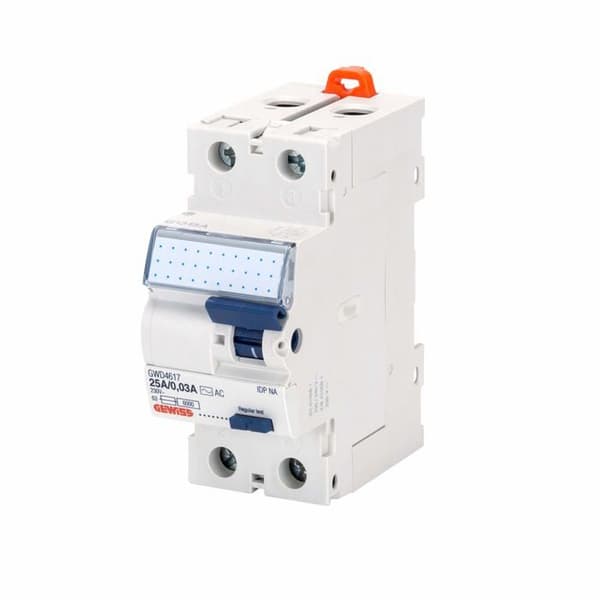 Gewiss - GWD4827 - Ren differentialomkopplare Idp Na, 2P 40 A Momentan typ Idn =0,03 A, 2 moduler