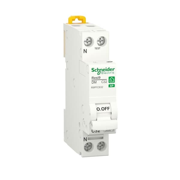 Dvärgbrytare - SCHNEIDER ELECTRIC - RESI9 - 1P+N - 32A - Kurva C - Vit RAL 9003