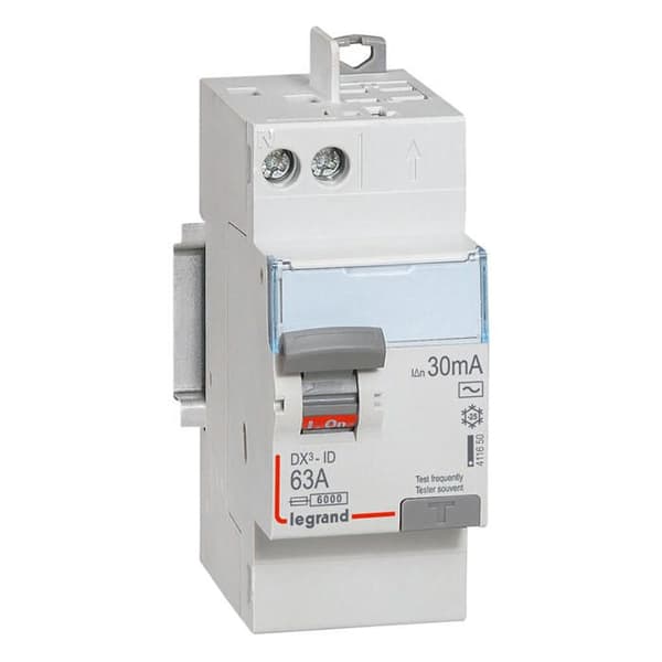 Differentialomkopplare - LEGRAND - DX³-ID - 2P 63A 30mA - 2 moduler - IP20
