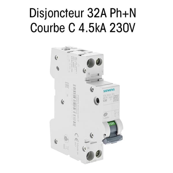 SIEMENS - Strömbrytare 32A Ph+N kurva C 4,5kA 230V