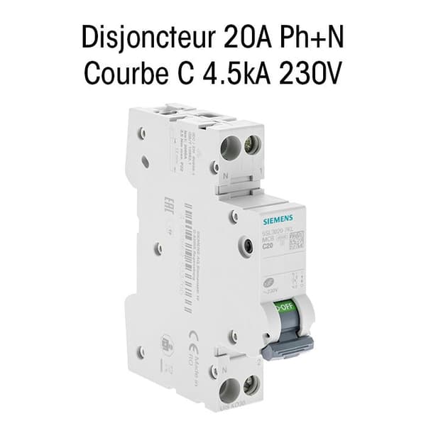 Distributör SIEMENS - 20A Ph+N kurva C 4.5kA 230V