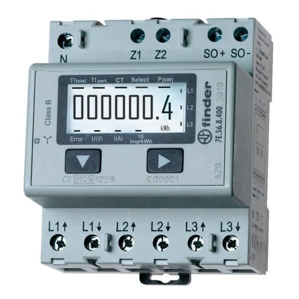 Elektronisk aktiv energimätare - FINDER - 7E.56.8.400.0010 - LCD