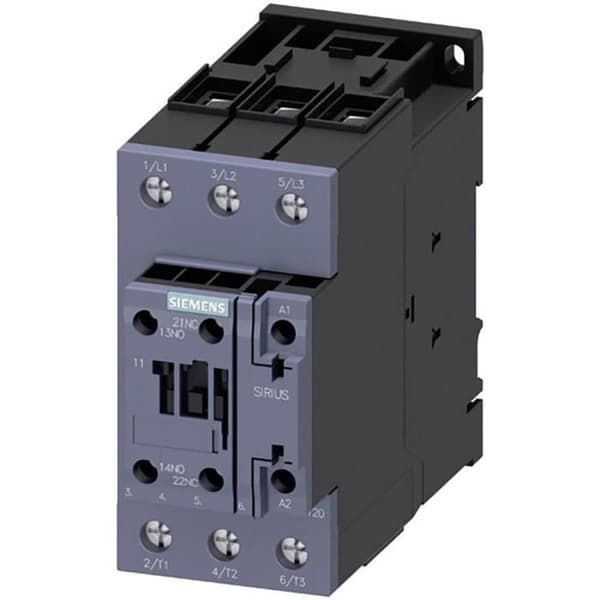 Kontaktor - SIEMENS - 3RT2037-1AP00 - 3 NO (T) - 30 kW - 230 V-AC - 65 A med hjälpkontakt