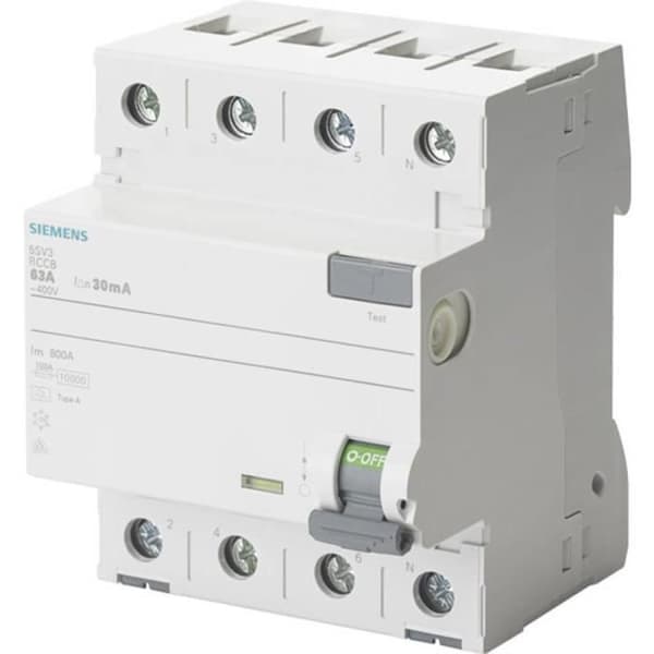Strömbrytare - SIEMENS - 5SV36464 - 4 poler - 63 A - 0,3 A - 400 V