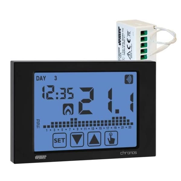 Termostat - Vemer SpA - VE487500 - Svart - Veckoprogrammering - Pekskärm