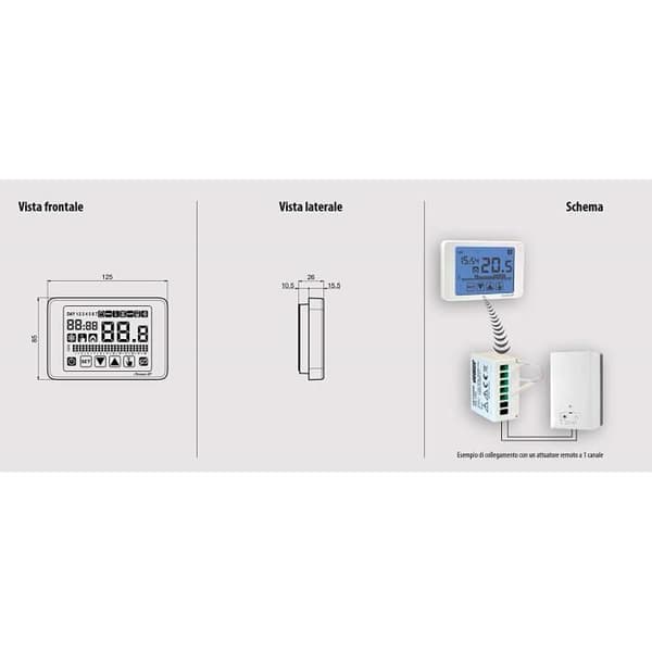 Termostat - Vemer SpA - VE487500 - Svart - Veckoprogrammering - Pekskärm