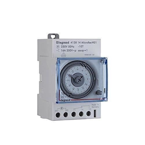 Legrand Micro Rex W31 veckor Analog daglig programmerare, Infälld splitter 3 Stor modul, - 412814