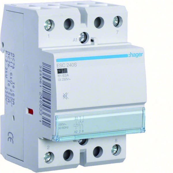 HAGER - Kontaktor Sil. 40A, 2F, 230V