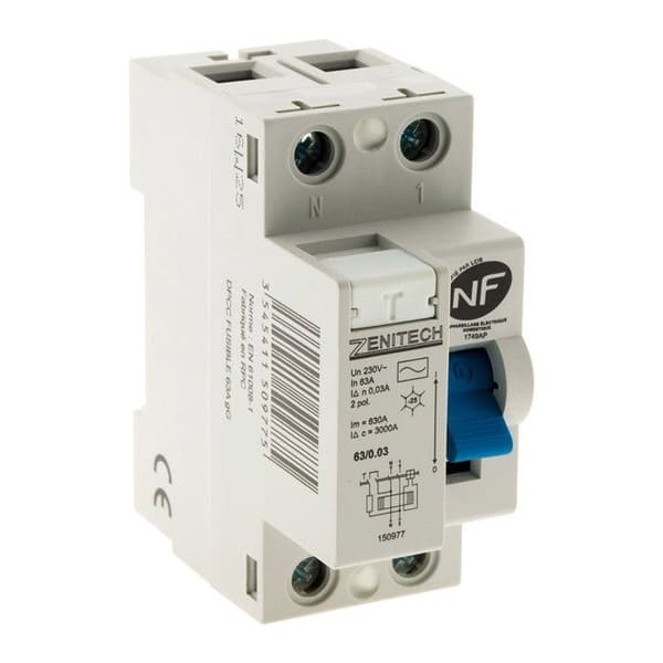Differentialbrytare 63/2 30mA Typ AC NF - Zenitech
