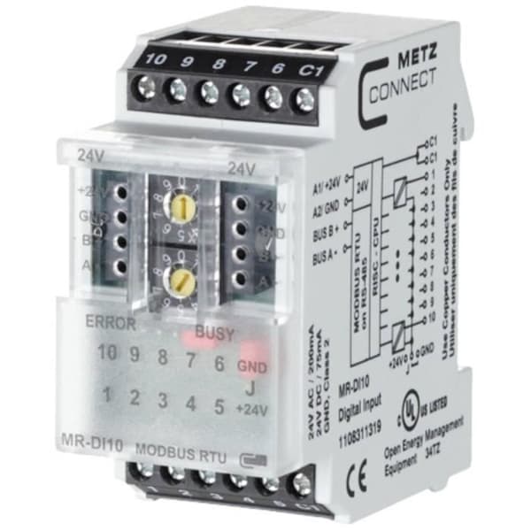 Modul Modbus RTU - METZ CONNECT - MR-DI10 - 10 digitala ingångar - 24 V/AC - 24 V/DC