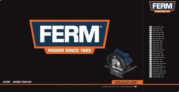FERM CSM1039 Rundsav - 1200W - 185mm - DIY
