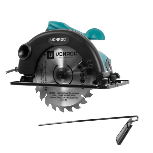 VONROC Rundsav 1200W - 185mm - Inkl. parallelstyring og 24-tands savklinge til træ