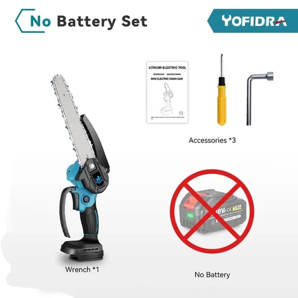 Trådløs håndholdt beskæringssav, børsteløs motor, 8 tommer klinge, 2 batteri EU-stik, EU