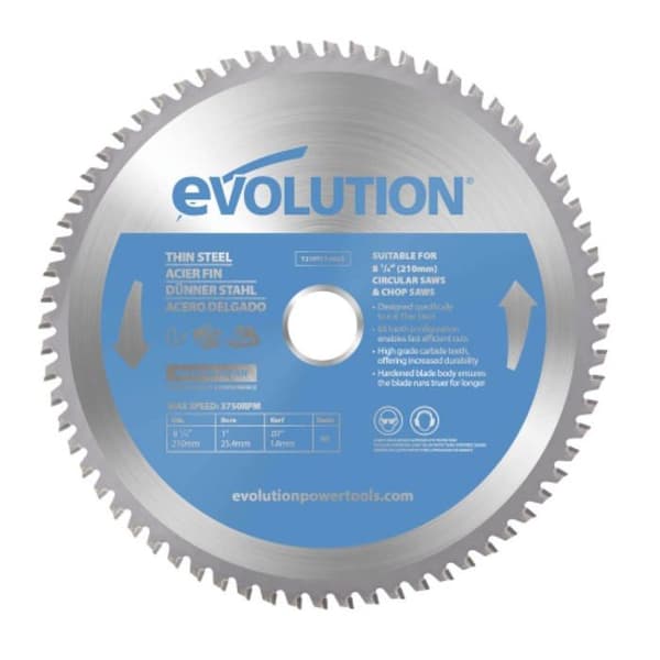Evolution elverktyg - T210TCT-68CS - Evolution fint stålblad TCT 210mm 68 tänder hål 25,4mm för cirkelsåg
