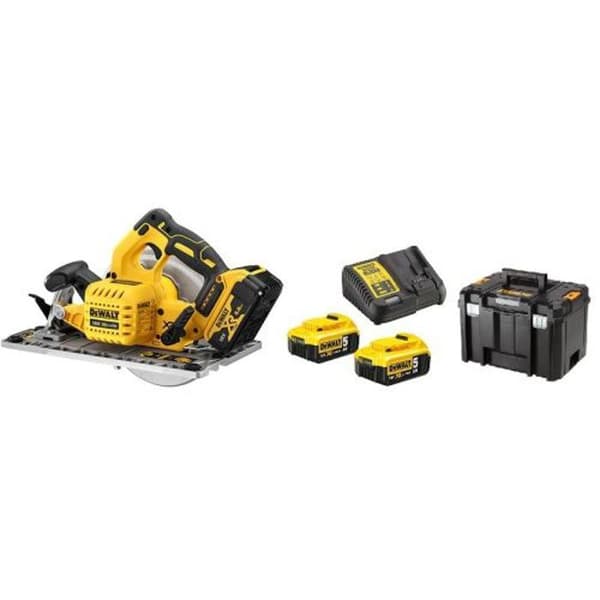 XR 18V cirkelsåg + 2 5 Ah batterier + laddare i TSTAK-låda - DEWALT - DCS572P2-QW