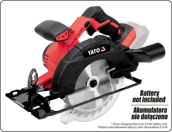 YATO RUNDSAV 165mm 18V UDEN BATTERIER OG OPLADER