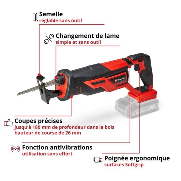 Einhell Trådlös sticksåg TE-AP 18/26 Li-Solo Power X-Change (18V, slaglängd 26 mm) Levereras utan batteri och utan laddare.