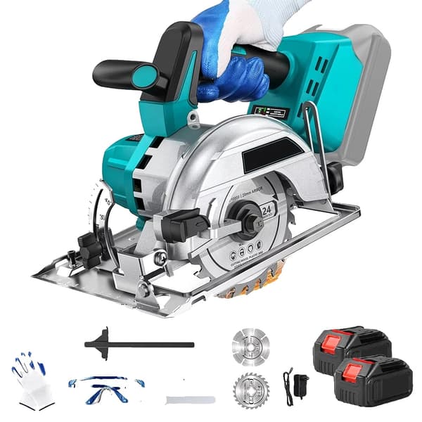 Elektrisk Rundsav, 10800RPM Hastighed, 125mm Klinge Diameter,Med 2XBatteri