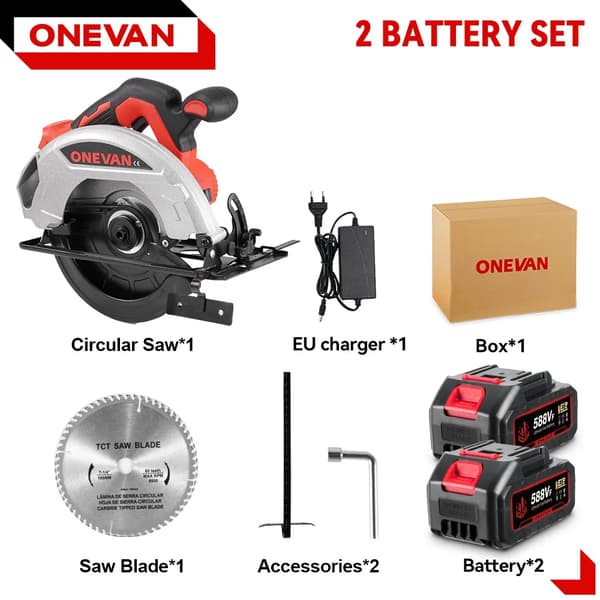 Elektrisk Cirkelsåg, 4000W Effekt, 11000RPM Hastighet,2-batteriuppsättning
