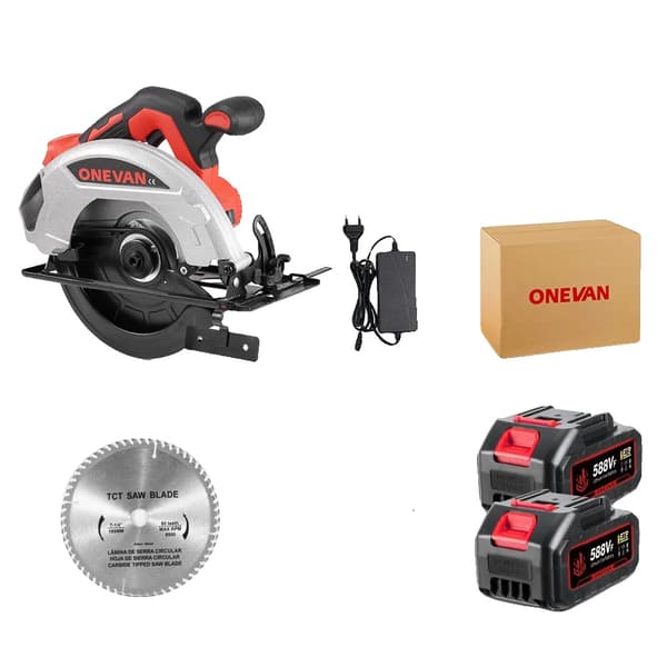Elektrisk Cirkelsåg, 4000W Effekt, 11000RPM Hastighet,2-batteriuppsättning
