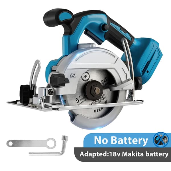 Borstlös Mini Elektrisk Cirkelsåg, 1000W Effekt, 0-45° Justerbar Vinkel,Inget batteri