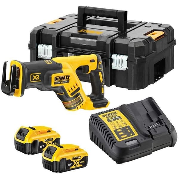 Kompakt svärdsåg XR - DEWALT - med 2 batterier 18V 5.0Ah - laddare - TSTAK - DCS367P2