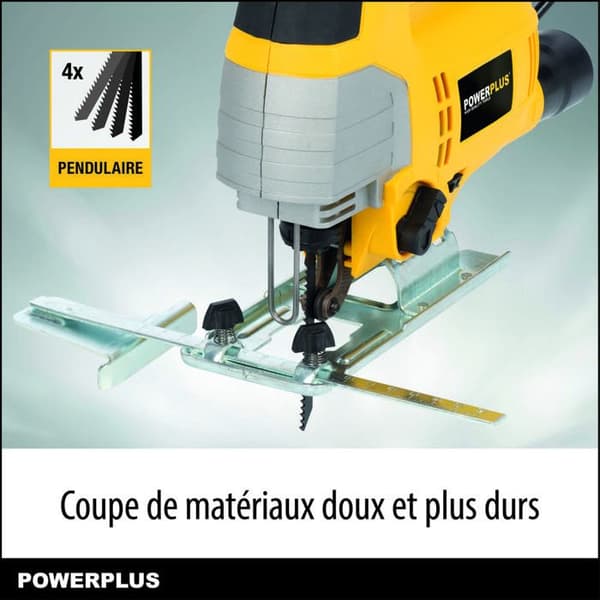 Powerplus Elektrisk Sticksåg på 650 W POWX0331 - Sticksåg med Justerbart Glid 3000 min-1 - med 3 Tillbehör