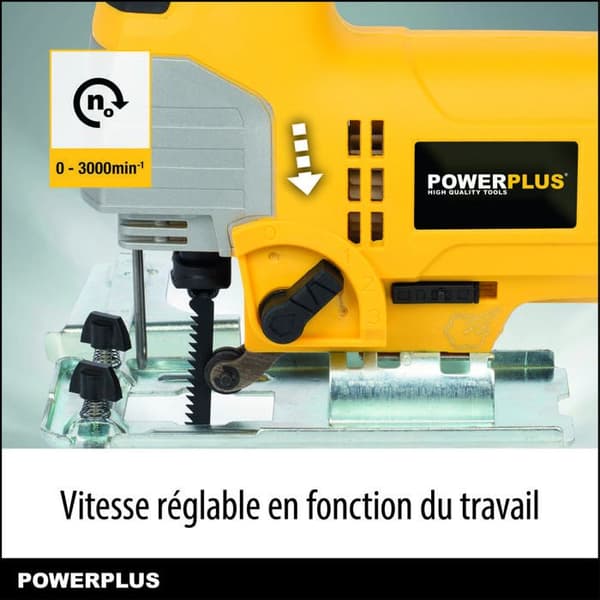 Powerplus Elektrisk Sticksåg på 650 W POWX0331 - Sticksåg med Justerbart Glid 3000 min-1 - med 3 Tillbehör