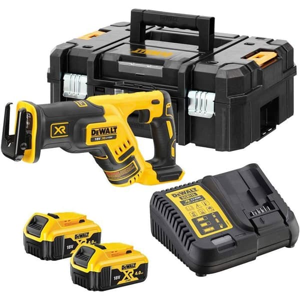 Kompakt svärdsåg XR - DEWALT - med 2 batterier 18V 5.0Ah - laddare - TSTAK - DCS367P2