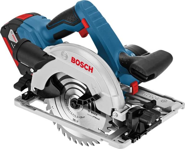 BOSCH PROFESSIONAL GKS 18V-57 G sladdlös cirkelsåg (2 batterier 4,0 Ah, laddare GAL 18V-40 och L-väska)