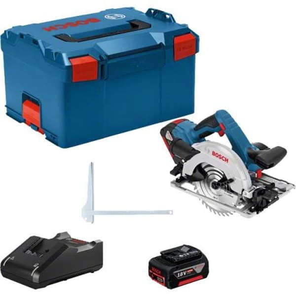 BOSCH PROFESSIONAL GKS 18V-57 G sladdlös cirkelsåg (2 batterier 4,0 Ah, laddare GAL 18V-40 och L-väska)