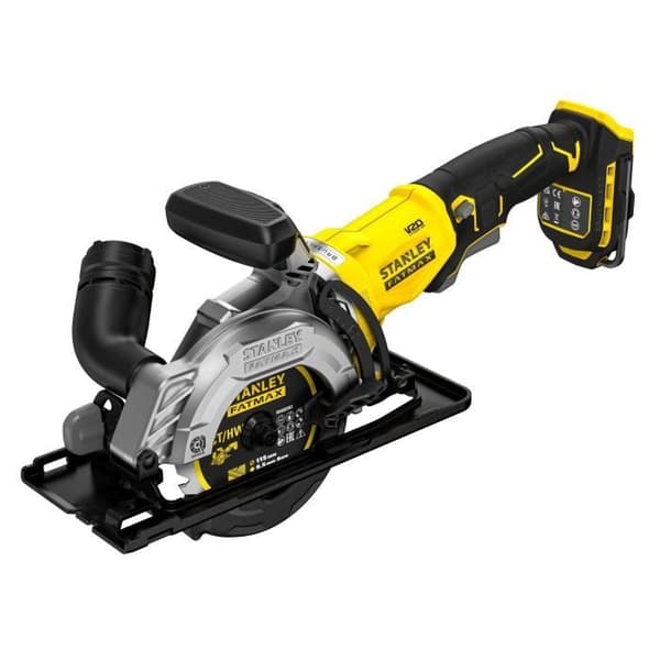 115 mm borstlös cirkelsåg - 18V - 4 500 rpm, 2 skärriktningar, LED - V20-serien - STANLEY FATMAX, SFMCS515B-XJ