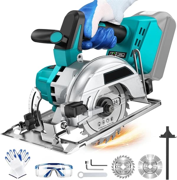 Cirkelsåg, 1500W borstlös motor, 6000 RPM hastighet,Ingen batteri