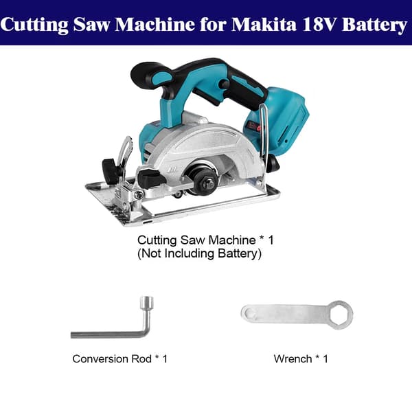 18V Borstlös Elektrisk Cirkelsåg, 1000W Effekt, 10800RPM Hastighet, Justerbar Vinkel 0° till 45°,med 3 blad