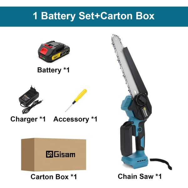Kedjesåg, Borstlös Motor, Batteridriven, Komplett Set,1 Batteri
