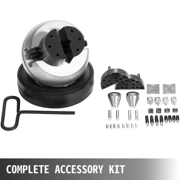 Komplett set 5" kula gravering skruvstycke för smycken bearbetning, med självcentrerande käftsystem, dubbla kullagersystem, justerbara käftar,gummibas