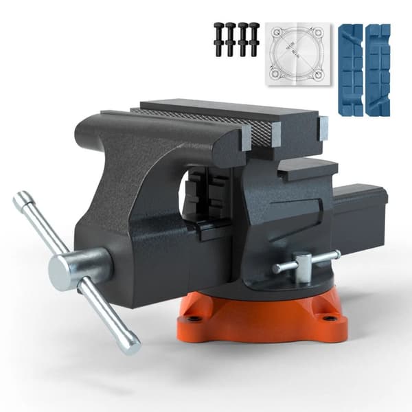 6,5" 360° roterande bänkskruvstäd med 7,7x7,2cm städ, multifunktionell robust käft, kraftig struktur, enkel installation, lång livslängd