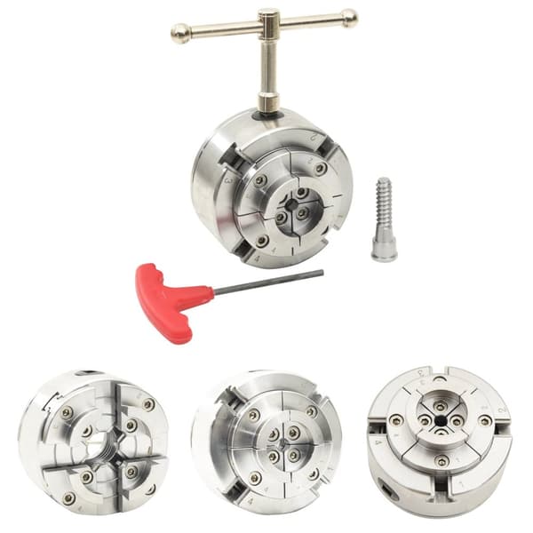 The Living Store 4-backs svarvchuck med M33-koppling stål silver 96 mm -  Skruvtvingar
