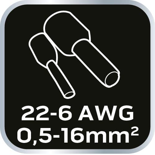 Krympetang til ferruleterminaler 0,5-16 mm2 (22-6 AWG)