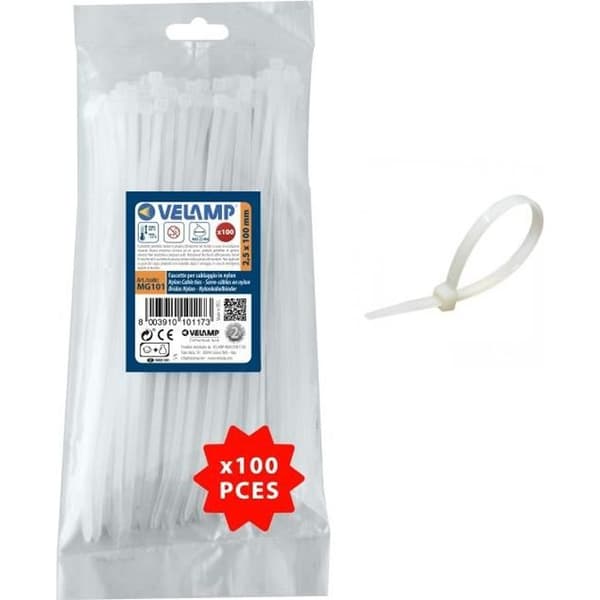 Nylonbuntar - VELAMP - 2,5x100 - 100-pack - vita