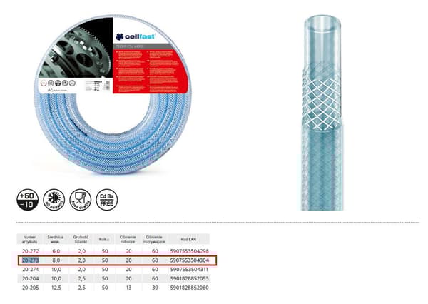 CELLFAST TEKNISK SLANGE Fi 8,0 x 2,0mm 50m