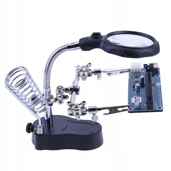 TREDJEHÅNDS LØDDEKIT HOLDER FORSTRUPSGLAS + LED