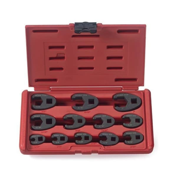 Neiko - 03323A - (R)03323A 3/8" och 1/2" Drive SAE Crowfoot skiftnyckelsats, Cr-Mo, | Set med 12 delar