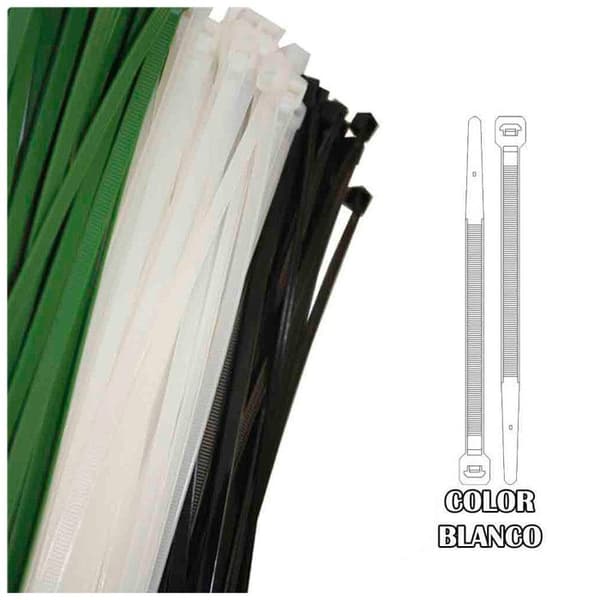 Kopplingsklämma - Plast - 300x8 mm - 100-pack - Vit färg - 8 mm bredd