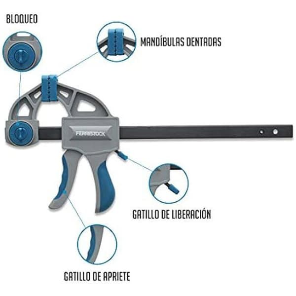 Ferrestock quick release sergeant - Set om 2 - A3 stål - Maximal öppning 207mm
