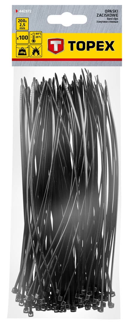 Kabelbindere 2,5 x 200 mm, 100 stk, sort
