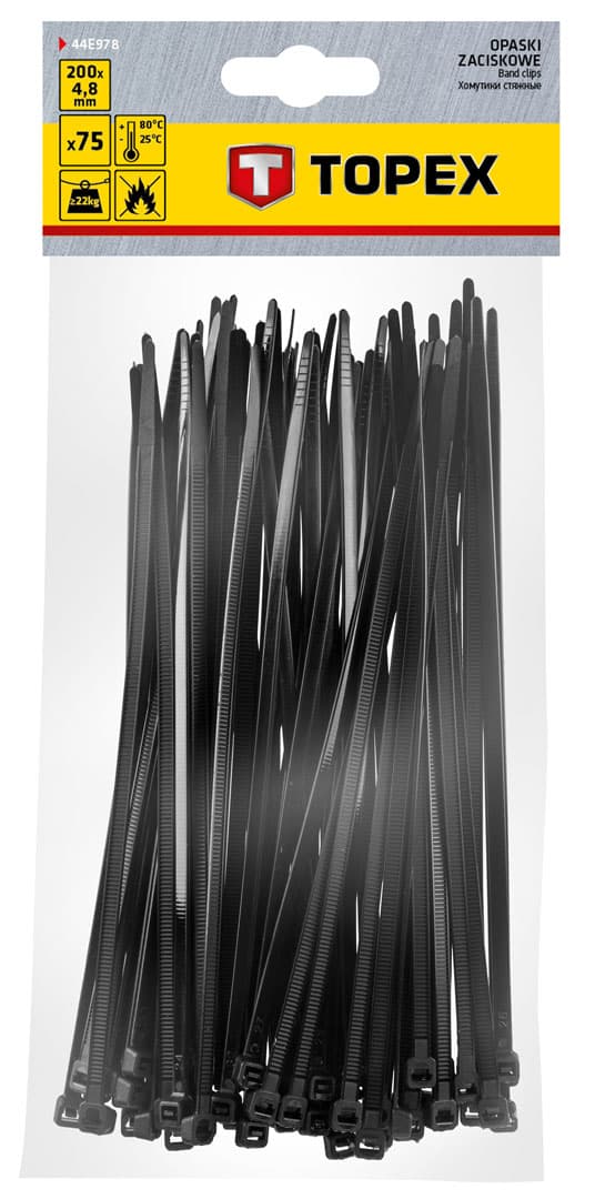 Kabelbindere 4,8 x 200 mm, 75 stk, sort