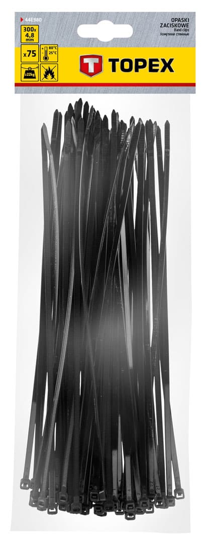 Kabelbindere 4,8 x 300 mm, 75 stk, sort
