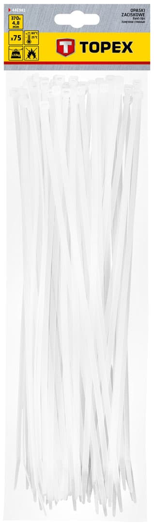 Kabelbindere 4,8 x 370 mm, 75 stk, hvid