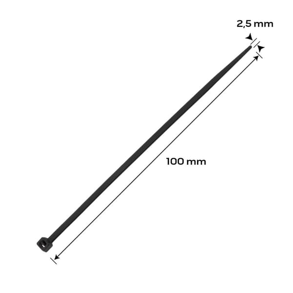 EXTREME kabelbindere 2,5 × 100 mm, sort, 100 stk.